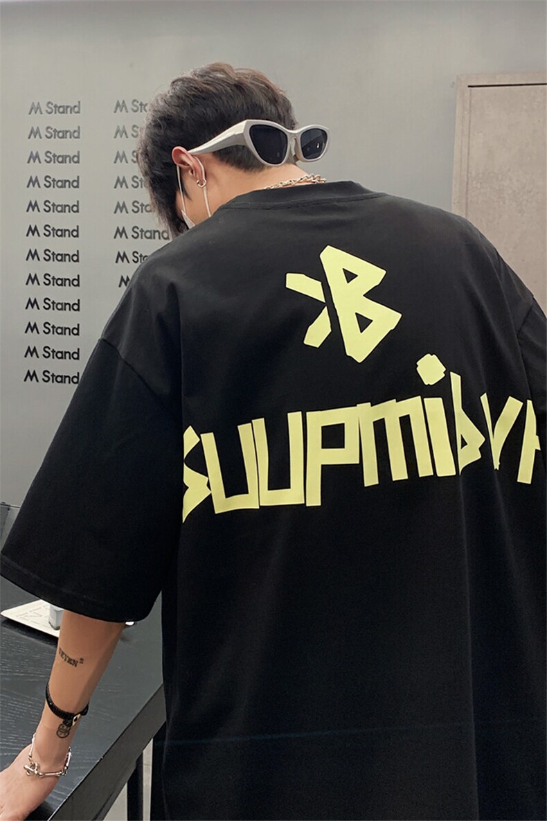 403-TX02-P40控59现货280克重磅纯棉潮牌印花宽松圆领短袖t恤,男装T恤,星座403（原603-1）