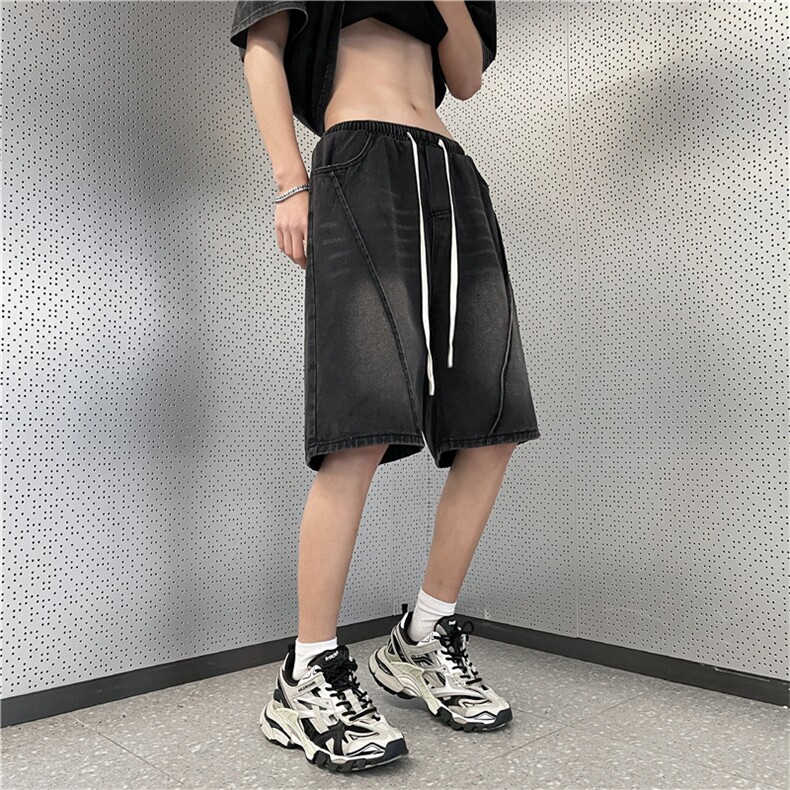 牛仔短裤男韩版潮流拼接高街帅气2026夏季新款ins五分裤RK430-P39,男装牛仔裤,星座412