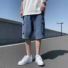 高街牛仔短裤男夏季薄款马裤工装五分裤D970P38，男装牛仔裤，星座1116-2