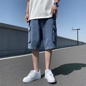 高街牛仔短裤男夏季薄款马裤工装五分裤D970P38图片