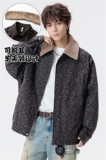 羊羔毛翻领棉衣男女同款豹纹保暖上衣，男装棉衣，星座1206-1（原A206-1）