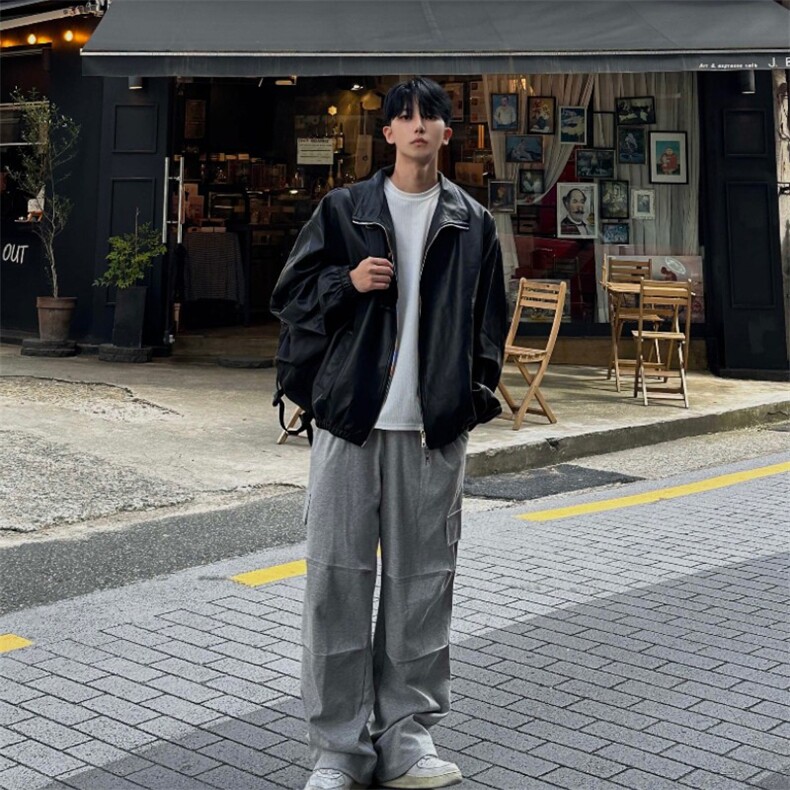 816B-PY014-P105男士宽松工装皮夹克情侣休闲痞帅皮衣外套,男装皮衣,星座816B