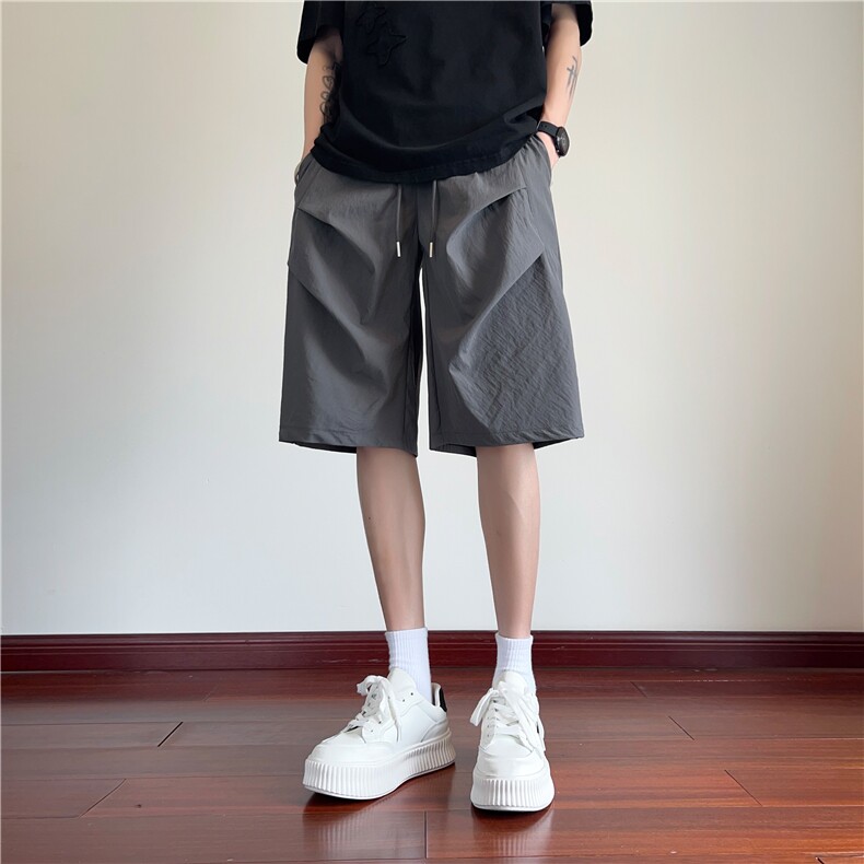 夏季新款潮流双褶冰感宽松休闲五分裤短裤B315-K24139-特p23控48,男装牛仔裤,电商B315
