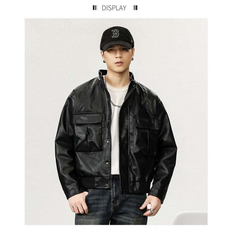 2025新款加绒加厚皮衣机车服帅酷潮款1409-6802-P80,男装皮衣,星座1409