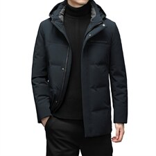 21新款中年羽绒服可脱卸帽男中长款休闲商务冬装外套HM2370-P305,男装羽绒服,电商B212（原钱塘6029）