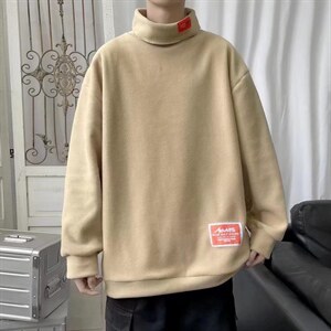 贴标半高领内搭打底衫男秋冬季情侣装摇粒绒半高领卫衣WJ15P35图片