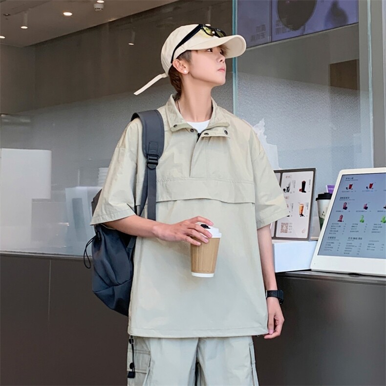 2025夏季新款冰丝POLO衫翻领翻晒短袖T恤109-T0066-P40，男装Polo衫，星座109