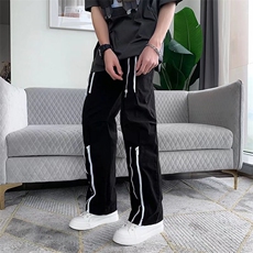 高街vibe风工装裤男ins潮牌嘻哈宽松直筒美式休闲长裤K07089-P40，男装休闲裤，星座308B-1