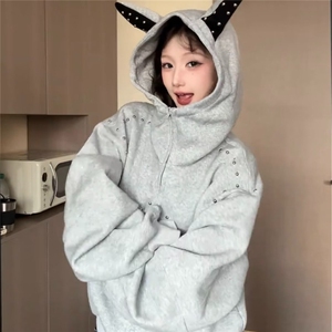 6168-P72 美式重磅解构连帽外套冬季潮牌设计感拼接卫衣图片