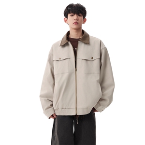 潮牌工装夹克男街头撞色翻领宽松百搭休闲外套XZ309 JK8606 P75图片