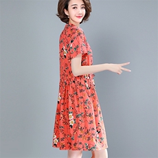 连衣裙2021夏季新款休息舒适时尚气质简约百搭图案印花，女装连衣裙，梦芯尔