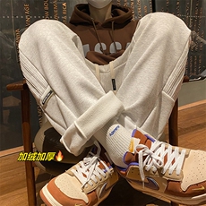 加绒加厚休闲运动卫裤男美式针织直筒裤子715-6-BX09P55（控78），男装休闲裤，星座715-6