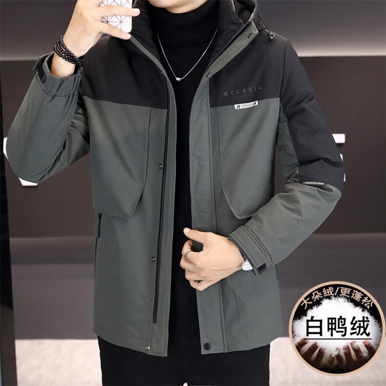 标90绒高品质三防面料白鸭绒加厚连帽羽绒服外套上衣1666P238,男装羽绒服,电商B226