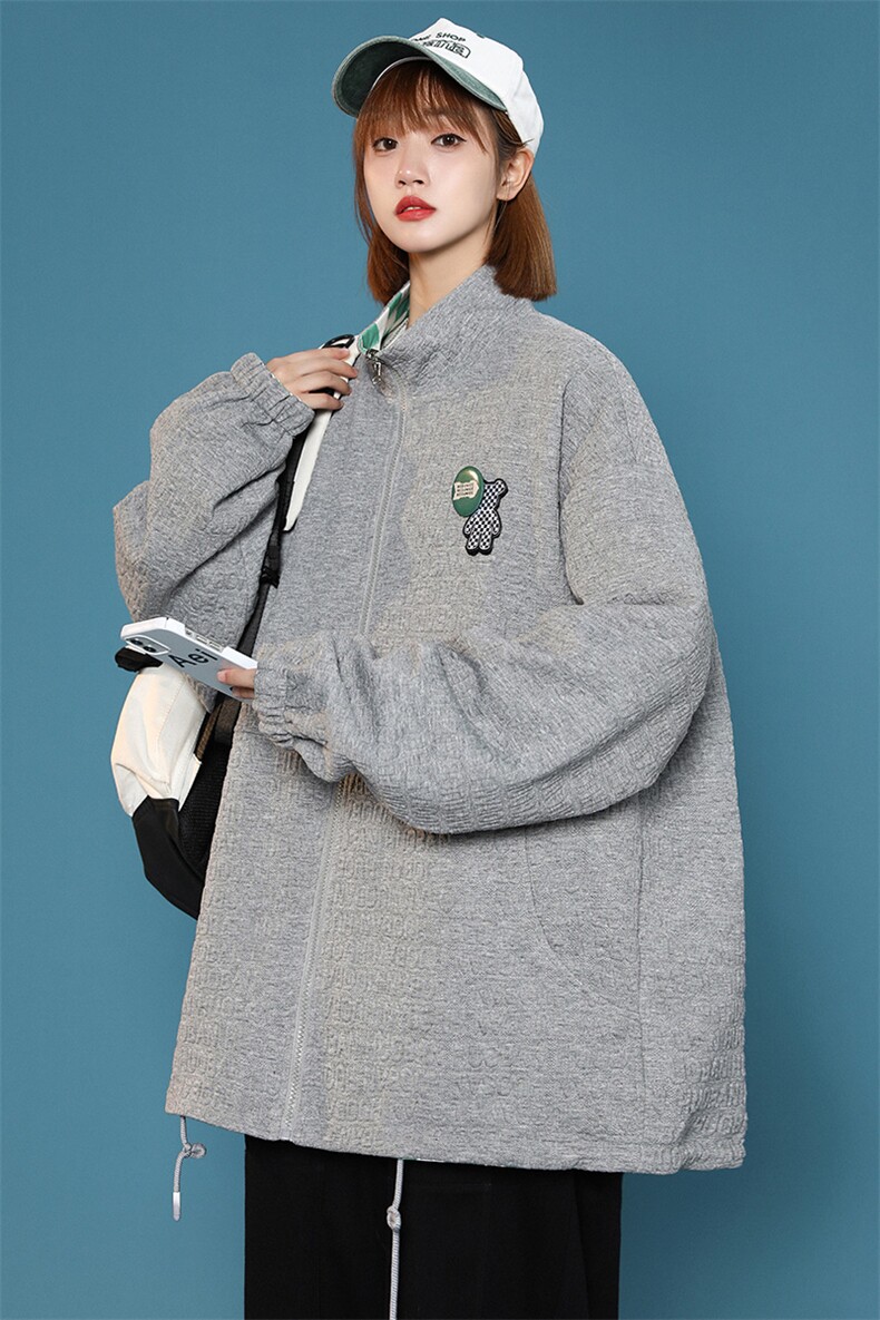 2023秋款中性风徽章棒球服百搭外套两面穿开衫夹克男女8002-P100,男装夹克,电商A441-1