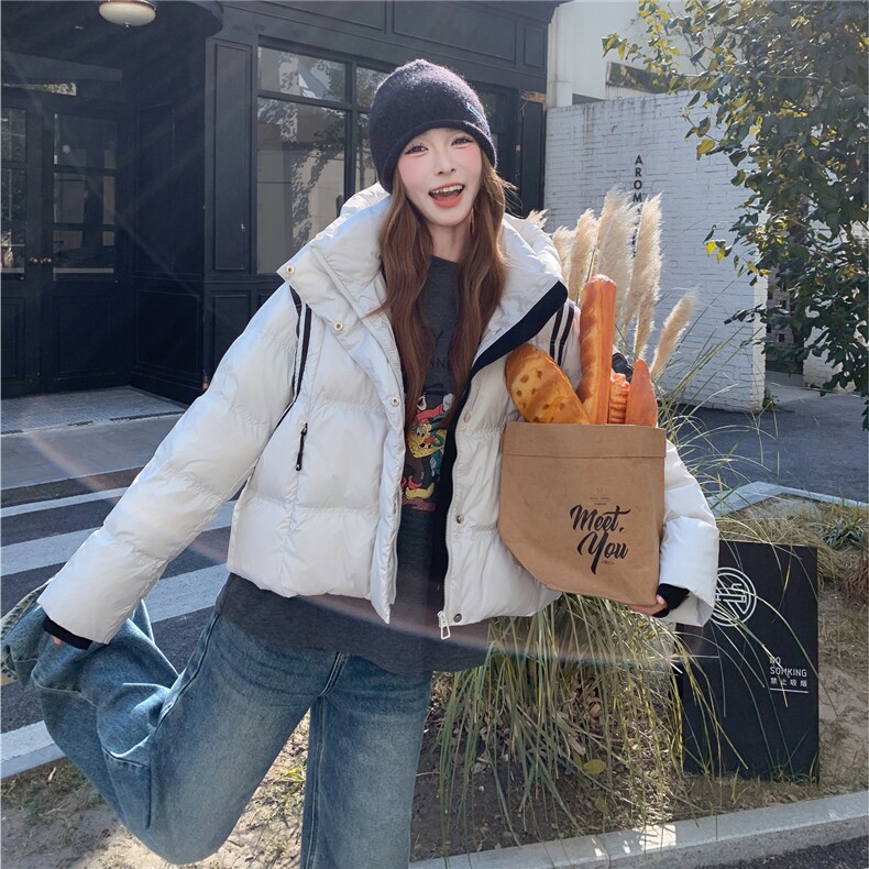 短款连帽羽绒服女2025冬季新款时尚学院风加厚保暖面包服外套,女装羽绒服,慧尚依恋