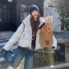 短款连帽羽绒服女2025冬季新款时尚学院风加厚保暖面包服外套，女装羽绒服，慧尚依恋