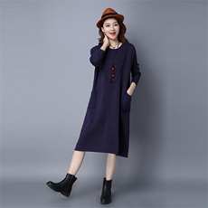 针织衫/毛衣2021年秋季圆领棉中长款套头长袖，女装针织衫/毛衣，独衣靓