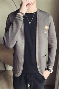 店主风高品质春款时尚小雏菊刺绣针织毛衣长袖开衫外搭 V1015-P78图片