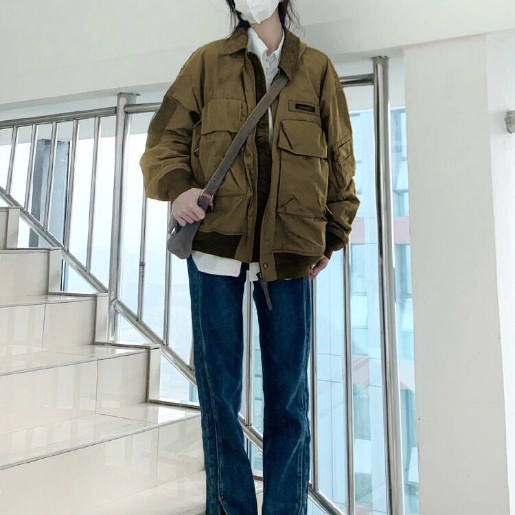 2025秋季潮牌立领运动夹克男女美式复古休闲宽松工装外套,男装夹克,星座1210-1