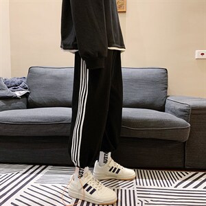 D201-DM14-P45港风条纹束脚宽松休闲裤男装运动卫裤图片