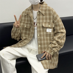 复古格子夹克男秋季港风韩版外套设计感小众宽松上衣JK0245-P70图片