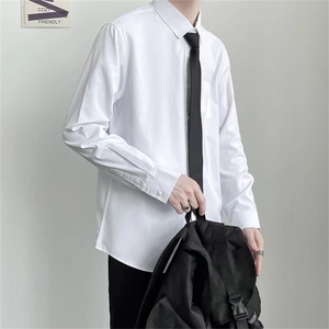 白色长袖衬衫男学生班服西服商务正装休闲职业衬衣CS20-P30配领带图片