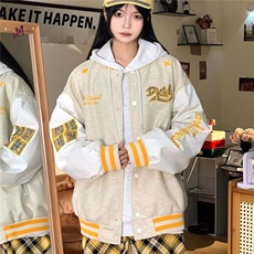 美式复古刺绣撞色棒球服外套新款秋季情侣小众夹克上衣HH017P65，男装夹克，星座1013-5