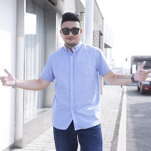 2XL-10XL男士短袖衬衣商务休闲格子衬衫加肥加大码上衣2930图片