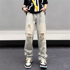 长裤新款潮男水洗潮流日系夏季牛仔裤宽松直筒拉链直脚KK049-40，男装牛仔裤，星座911-3