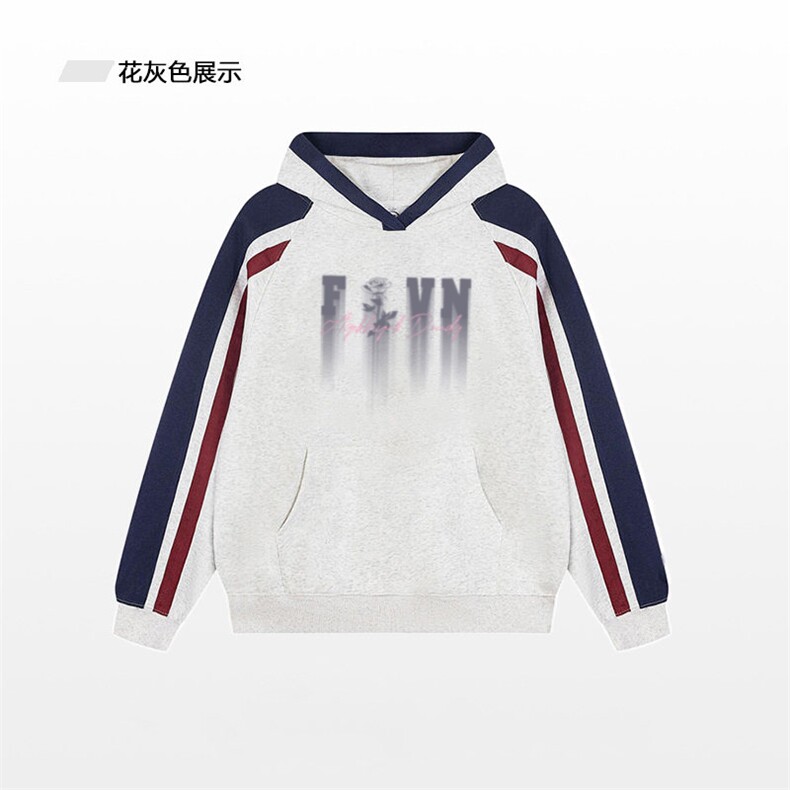 抖音得物供货 提供视频 秋冬重磅美式宽松接拼连帽卫衣3222图片