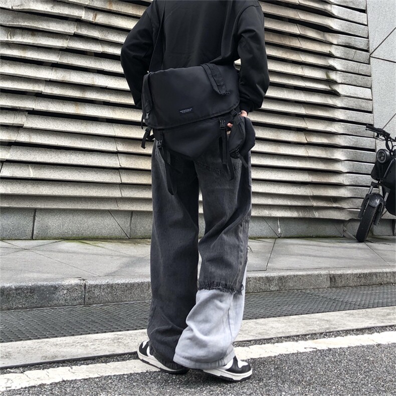 潮ins嘻哈设计感高街破洞牛仔裤宽松直筒长裤子男N08115-P45,男装牛仔裤,星座308B-1