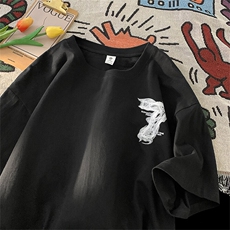 高品质美式复古半袖T恤纯棉男重磅情侣上衣914-4-D047-P35-控48，男装T恤，星座914-4