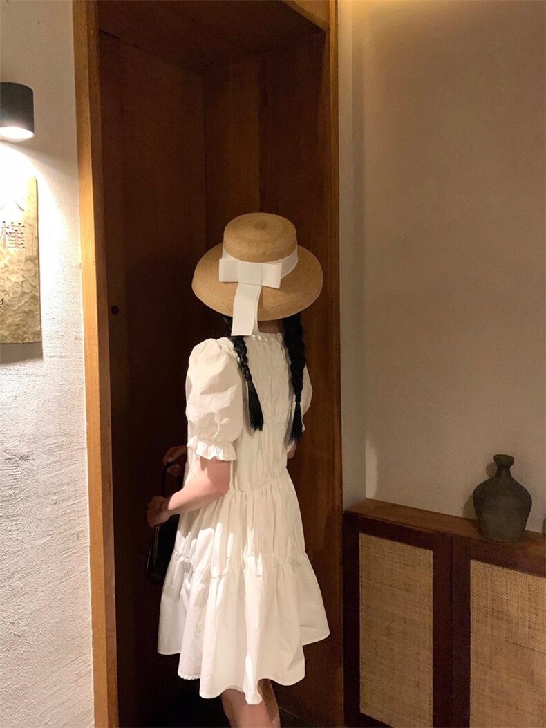 白色泡泡袖公主裙,女装其它,喜午
