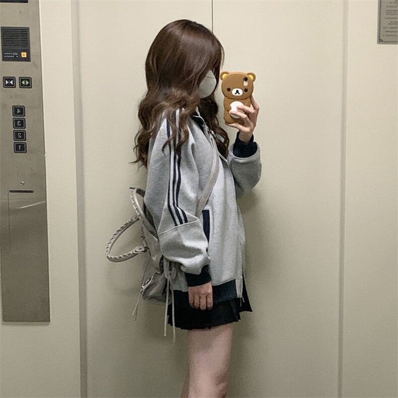抖音得物高品质美式高街重磅结构设计拼接织带立领卫衣外套CM42,女装短外套,电商A486-1