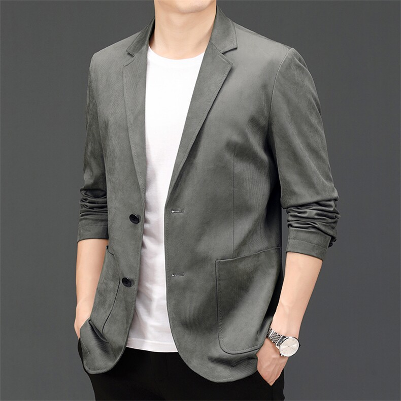 中老年2023年上衣单排扣春季翻领口袋长袖时尚西服SL88225,男装西服,钱塘6003（原4033）
