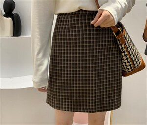 格子半裙,女装半身裙,素妮