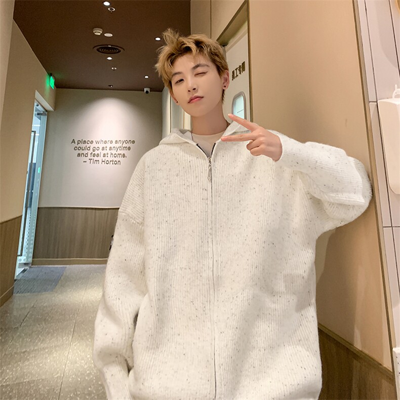 港风大码美式满天星开衫连帽毛衣针织衫男潮XZ608-M901-P85控128，男装针织衫/毛衣，星座608(原A046)