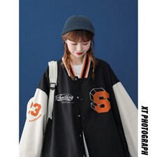 中性风2026秋季新款设计感字母印花棒球服夹克外套-G236P65控88-，男装夹克，A247A