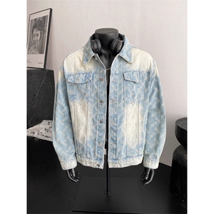 水洗提花牛仔夹克美式潮牌翻领工装外套休闲上衣 JK3572 特P74图片