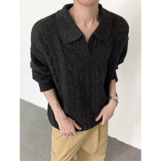 现货老钱风提花秋冬翻领套头毛衣男女宽松针织衫外套-A2321TP58，男装针织衫/毛衣，电商B241