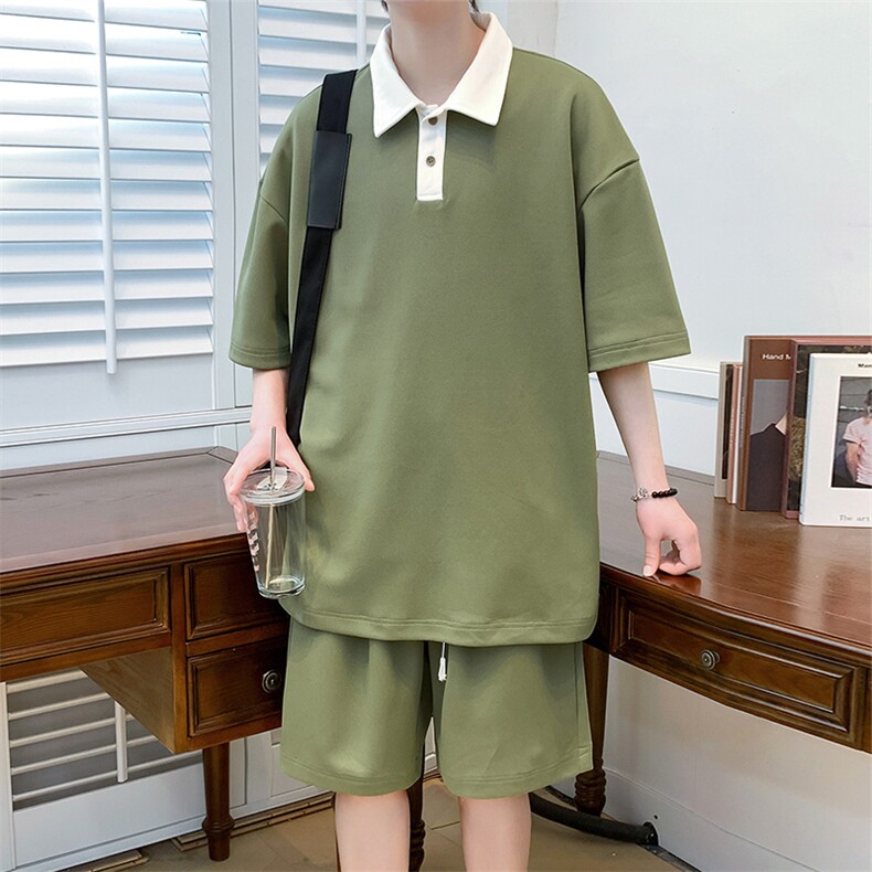 夏上新青少年清新翻领T恤套装运动休闲Polo衫男女7808-P70控价98，男装Polo衫，电商A441-1