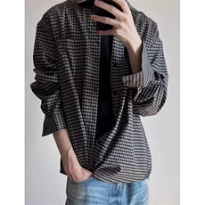 复古春夏季休闲格纹通勤长袖衬衫男百搭宽松复古慵懒衬衣CS388，男装衬衫，星座1116A（原606A-3）