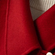 2025百搭时尚翻领纽扣袖口带绒毛设计感大衣，女装双面呢大衣，优远毛呢大衣