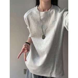 抖音得物品质美式高街重磅曼巴棉结构硬阔boxy版潮牌卫衣长袖T恤图片