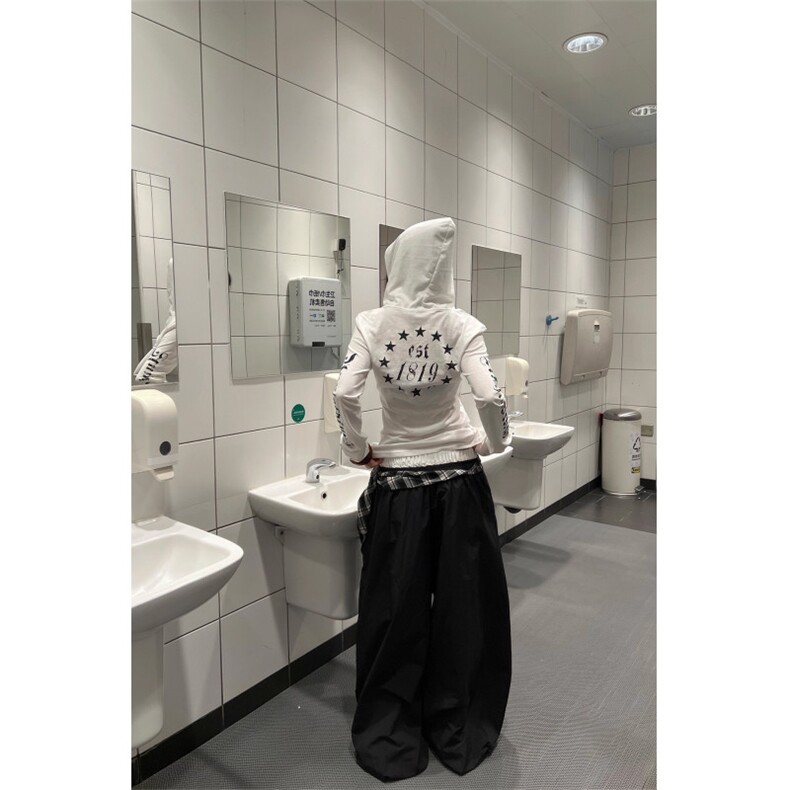 美式复古可拆卸屁帘休闲伞兵裤女街头宽松爵士阔腿裤L90377-P50,男装休闲裤,星座1008