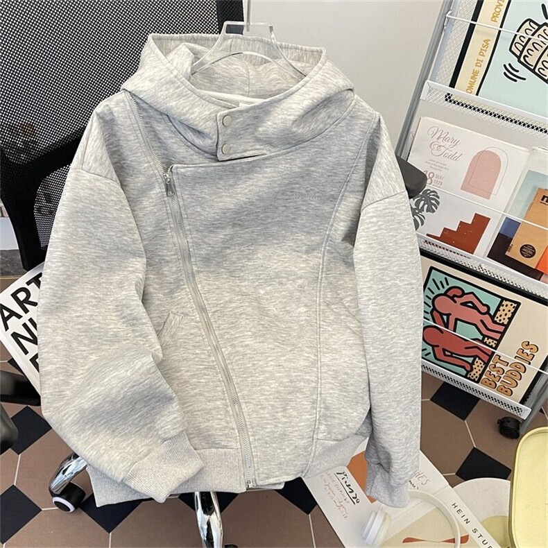 美式双拉链开衫卫衣男春季不规则设计感连帽外套HY185P75,男装卫衣,星座1116-2