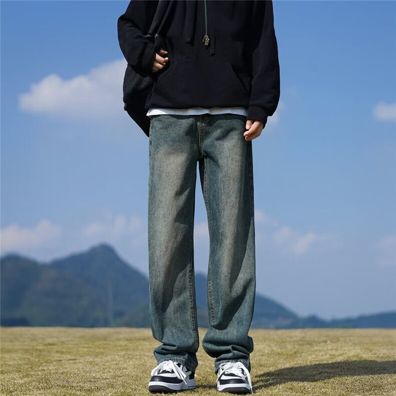 美式复古蓝牛仔裤男美式牛仔裤男款春季复古蓝直筒裤NG22-P38有货,男装牛仔裤,星座302B-3