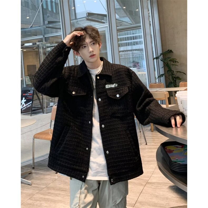小香风外套男秋冬棉服宽松痞帅夹克加厚高级感上衣青年潮JW9204,男装夹克,星座1116A-1（原606A）