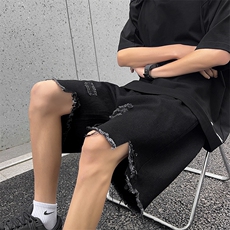 现货夏季美式复古毛边短裤五分乞丐破洞牛仔裤男K5808-P35控58，男装牛仔裤，星座205