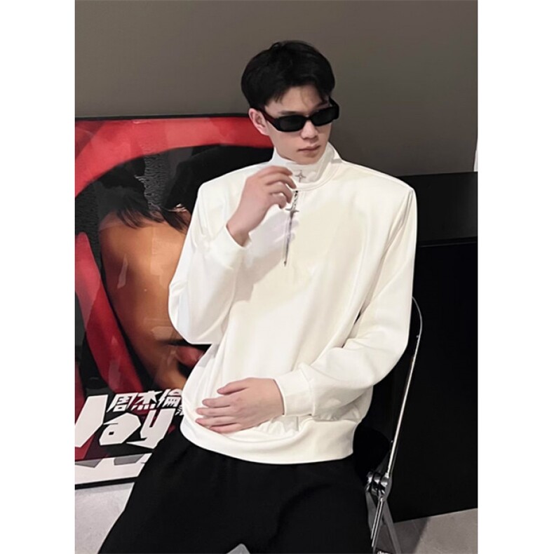 金属拉链立领打底衫男秋冬设计感高级长袖百搭上衣WT68,男装卫衣,星座1116A（原606A-3）